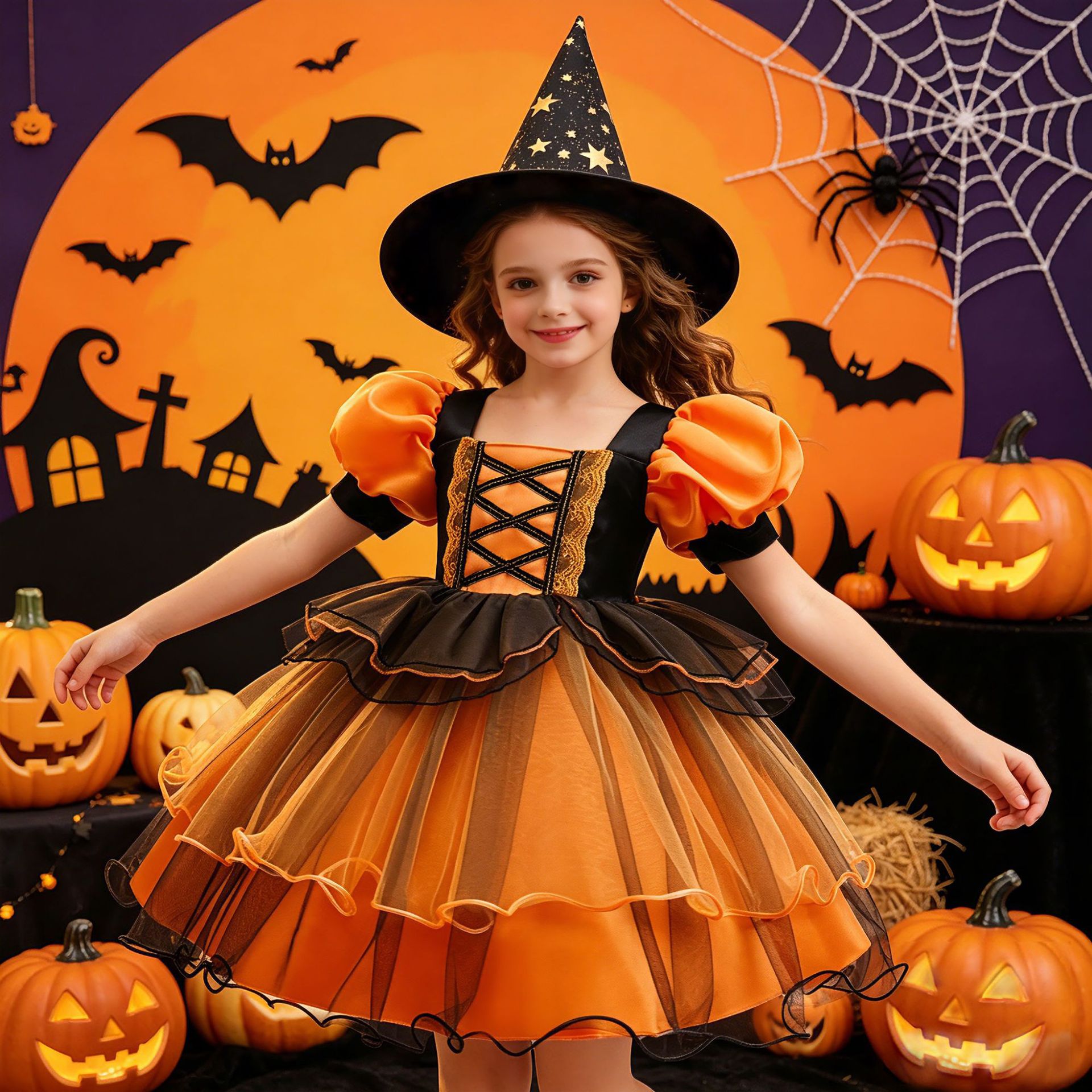 Baby Tutu Skirt - Kostum Penyihir Halloween Anak Perempuan Gaun